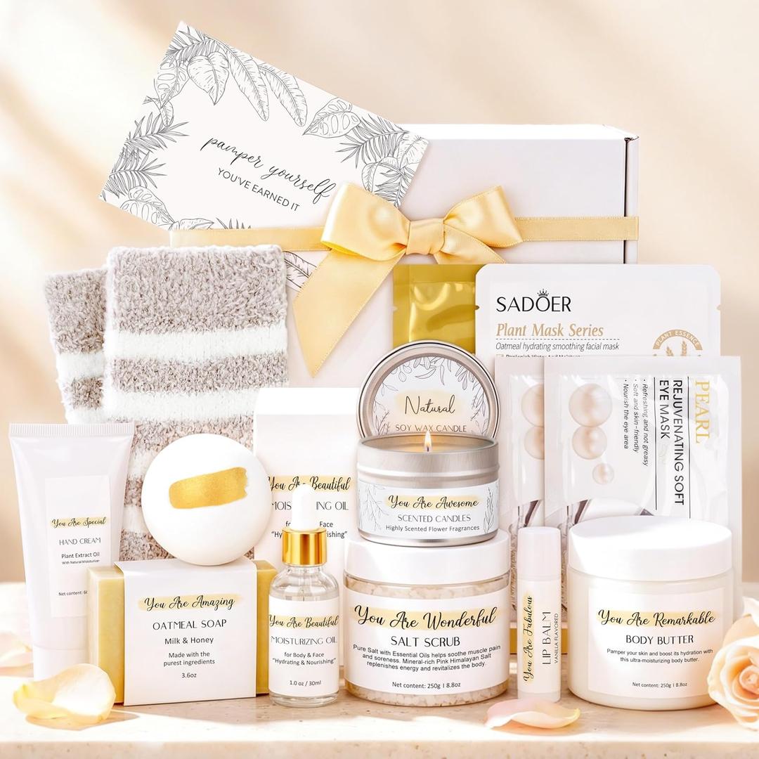 Self Care Gifts for Women Relaxation Spa Gift for Women Luxury Relaxing Spa Kit Ideas Pamper Beauty Care Package Gift Set for Her for Birthday Stress Relief Comfort Bath Gift Basket for Woman Mom