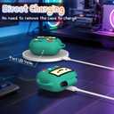 Cute Cover for Powerbeats Fit Case 2025, 3D Cartoon Funny Design | Shock Resistant | Full Protection Soft Silicone Case Compatible with Beats Powerbeats Fit Earbuds Accessories with Keychain, Green