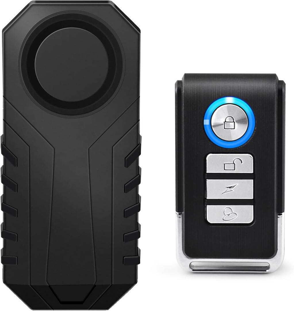 113dB Bike Alarms, Vibration Sensing Bike Alarm with Remote, Wireless Motorcycle Alarm for Electric Tricycle Mobility Scooter Vehicles Ebike for Cycling Security (1PK SF22R)