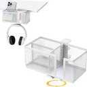 4 in 1 Metal Clip On Cup Holder Attachment for Gaming Desk or Table, Fits up to 40oz Cups, Sturdy and Easy to Clamp, Attachable Anti-Spill Cup Holder for Chair, Bedside, Bottles, Drinks - White