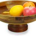 Acacia Wood Fruit Bowl for Kitchen Counter Decor, Decorative Fruit Basket, Modern Farmhouse Decor,(XL) A01