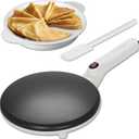 Baker's Friend Instant Crepe Maker with Handle, Electric Crepe Maker Machine, Crepera Electrica, 8 Inch Non-stick Cooking Surface, Creamy White