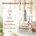 2 In 1 Steamer for Clothes:1550W Powerful Steamer with 1100ml Detachable Tank, 30s Fast Heat-Up, Horizontal & Vertical Use, Portable Wrinkle Remover for Clothes Drapes Bedding (White)