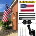 American Flag 3x5 FT with Pole Kit, 6FT Tangle Free Black Flagpole, Heavy Duty Spun Polyester US Flag with Embroidered Stars, Sewn Stripes, Brass Grommets, and Mounting Bracket for Outside House