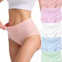 Sunm Boutique Combed Cotton Underwear for Women, Full Coverage High Waisted Women's Briefs, Soft Breathable Ladies Panties (L)