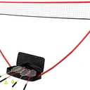Zume Games Portable Badminton Set with Freestanding Base - Sets Up on Any Surface in Seconds - No Tools or Stakes Required (Red/Black/Green)
