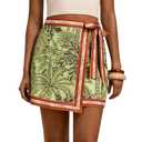 Tearsand Womens Wrap Skirt Beach Summer Floral A Line Mini Short Skirts (Green)