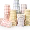 120pcs 9oz Gingham Party Paper Drinking Cups, 4 Colors Disposable Plaid Paper Cups Checkered Cups for Wedding Birthday Decoration Fiesta Baby Shower Picnic