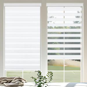 Cordless Zebra Blinds for Windows, 20" W x 72" H Zebra Roller Shades with Valance Free Stop Zebra Blinds Roller Shades, Light Control Window Treatments Dual Layer Sheer Blinds for Day and Night (White)