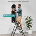 4 Step Ladder, Foldable Step Stool, 300lbs Load, Black