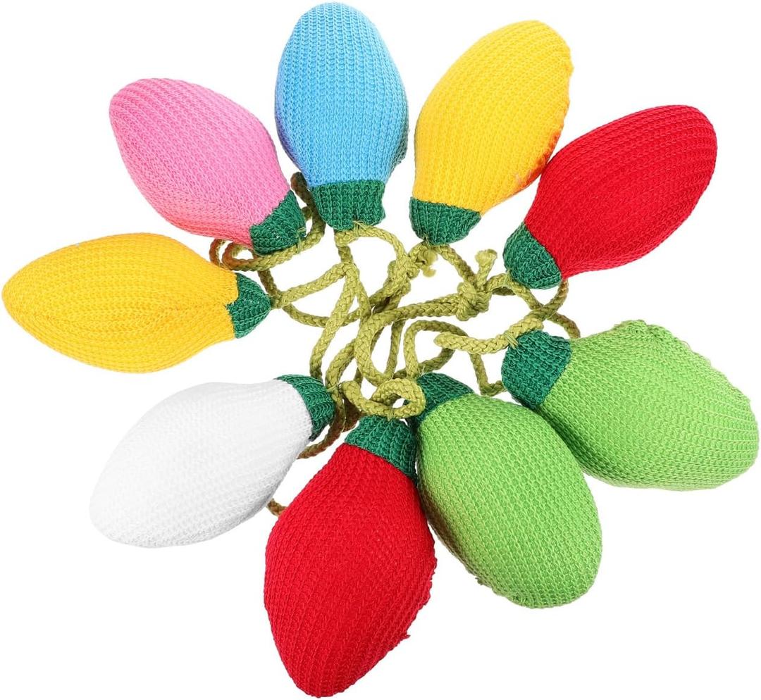 VOSAREA Christmas Felt Lightbulb Garland Knitted Bulb Pendant Ceiling Mantle Hanging Garland Xmas Party Scene Pendant for Wall Christmas Tree Decoration