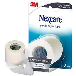 Nexcare Gentle Paper Tape, Medical Paper Tape, Secures Dressings and Lifts Away Gently - 2 In x 10 Yds, 1 Roll of Tape