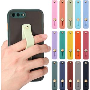 Weewooday 15 Pieces Phone Grip Strap Telescopic Finger Loop Finger Strap Holder Silicone Stretch Grip Stand for Most Mobile Phone and Tablets(Colorful)