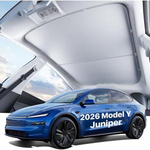 Tesla New Model Y (20252026) Roof Sunshade Double-Layer Heat Block Sunroof Shade Ice-Cooling Reflective Fabric 99% UV Protection Tesla New Model Y Accessories White