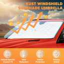 KUST Sun Shade Umbrella for Jeep Wrangler/Wrangler JL 2018-2025 2026 | Custom Fit Windshield Sunshade | Foldable Sunshade with Bendable Handle | Blocks Heat & UV Rays Keep Car Cool Sunshield