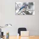 Sbemyenus Vintage Birds Poster Winter Retro Style of Canvas Wall Art Prints Printed Animal Poster Thrush Bird Snow Landscape Nature Photography for Living Room Office Bedroom, 12x18inches Frameless