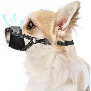 Dog Muzzle for Small Dogs - Soft Nylon Breathable Muzzle for Small Dog with Air Mesh | Adjustable Dogs Muzzles to Prevent Biting | Puppy Mussels for Grooming Barking Chewing Allows Panting Drinking Small