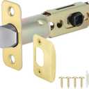 1 Pack Brushed Gold Door Latch Replacement, 45Turning Angle Door Lock Replacement Parts, 2-3/8'' or 2-3/4'' Adjustable Backset Deadlatch, Stainless Steel Round Corner Lock Parts