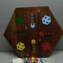 Extra Large 23.6 Inches Wahoo Marble Board Game 4 and 6 Players 2 Sided Painted Thicken Wood Board Perfect Game for Family Friends Party (Brush Paint Burn) (Flame)