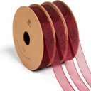 Vitalizart 3/8" x 30Yd Organza Ribbon Christmas Red Sheer Ribbons Set 10 Yd x 3 Rolls Handmade Eco-Friendly for Gift Wrapping Christmas Tree Crafts Bows Wedding Invitations Wreaths Wrap