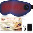 Heated Eye Mask for Dry Eyes – Cordless Warm Eye Compress, 100% Mulberry Silk Sleep Mask with Graphene Heating, 3 Heat Levels and Auto Shut-Off, Rechargeable and Washable