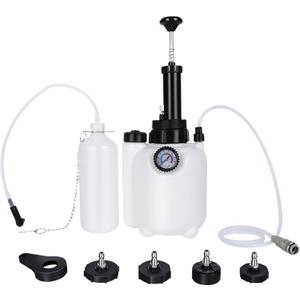 3L Brake Bleeder Kit,Brake Bleeder Vacuum Pump Kit,Brake Fluid Bleeder Kit with 1L Brake Bleeder Bottle and 4 Master Cylinder Adapters,Brake Bleeding Kit Suitable for Most Vehicles (White)