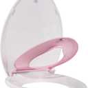 Elongated Toilet Seat 2-in-1 with Built-in Training Seat, Soft Quiet Close Non-Slip Design, Magnetic Seat and Cover, Easy Installation, Pink