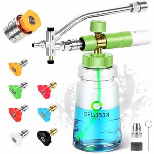 Pressure Washer Foam Cannon & Dual Connector Accessory, Double Tip Attachment for Pressure Washer Soap Cannon, 7 Power Washer Nozzle Tips, 1/4 Quick Connect, 4000 PSI Car Foam Sprayer