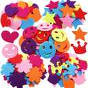 SOOKOO 5 Styles 150 PCS Assorted Color Felt Flowers for Art and Craft DIY Sewing Handcraft (Heart, Flower, Smile Face, Star, Crown)