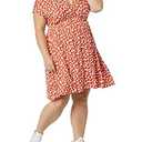 Amazon Essentials Women's Surplice Dress, 
Red, Floral Print, Large
