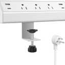 Jgstkcity Desk Clamp Power Strip, 40W Total Fast Charging Station, 2 PD 20W USB C Ports, Desk Edge Mount Surge Protector for Home, Office, 3 Outlets, Fit 1.96" Tabletop Edge, ETL Listed, White