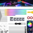 Dreamcolor Acrylic Interior Car LED Strip Light with Wireless APP, Dual Zone RGB 22 in 1 with 175 inches 600 LEDs Fiber Optic Ambient Lighting Kits, Music Sync Neon LED Strip for Car Accessories