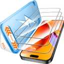 2 x Mkeke for iPhone 16 / iPhone 15 Screen Protector 3 Pack, [9H+ Hardness] [Military-Grade Drop Protection] [Sensitive Touch] [Easy Installation] [HD Clear] Full Edge Coverage Tempered Glass