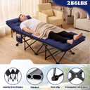Briwooody 2 Pack Camping Cot with Mattress, Folding Heavy Duty Sleeping Cots for Adult, Comfortable Sleeping Bed with Carry Bag for Home, Office Nap, Outdoor Hiking, Travel, Beach(Navy Blue), 27.17 x 73.23 x 18.9 inches