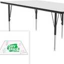 Correll 30"x60" Trapezoid Shaped, Classroom Dry Erase/Markerboard Top Activity Table, Height Adjustable (19"-29), White Durable High Pressure Laminate, School Furniture, Made in The USA