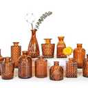 SUPMIND 11Pcs Glass Bud Vase Set, Small Dark Brown Flower Vase for Centerpieces, Bud Vases in Bulk, Mini Vintage Vase for Rustic Wedding Decorations（Amber）