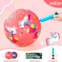 PlayZap 2 Pack Playground Balls for Toddlers, Unicorn Kickballs for Kids 3-12, 8.5" Rubber Bouncy Balls with Pump, Indoor & Outdoor Dodgeball Toys for Boys & Girls Gifts