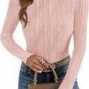 ZESICA Fall Tops for Women 2025 Trendy Long Sleeve Shirts Dressy Casual Textured Blouses (Pink, XL)