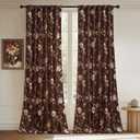 StangH Floral Brown Curtains 96 inches Long, Super Soft Velvet Drapes with Blossom Print Pattern Retro Light Filtering Fall Design Decor for Living Dining Room, W52 x L96, 2 Panels