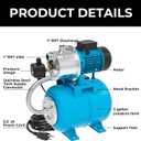 LEO Shallow Well Pump with Pressure Tank 1.5HP, Irrigation Jet Pump 1200 GPH Automatic Booster Sprinkler System,Stainless Steel Water Transfer Camp Pumps for Home, Garden, Lawn