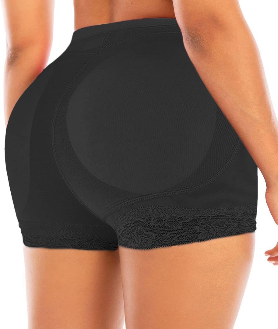Women Butt Pads Fake Butt Lifter Shapewear Padded Panties Hip Enhancer Pads Body Shaper Tummy Control (Black, L)