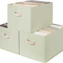 StorageWorks Storage Basket for Shelves, Closet Organizers and Storage Baskets, Organization and Storage Bins for Closet, Fabric Organizer Bins for Clothes Storage, Light Green, Extra Large, 3-Pack