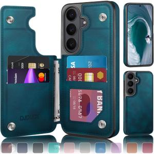 DJDUCK Designed for Samsung Galaxy S26 Plus Case Wallet with Card Holder, [Magnetic Clasp Cover] [RFID Blocking Leather Protection] Shockproof Women Men Cases for Samsung S26 Plus Teal