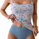 Eomenie Women's Swimsuit Tankini Tummy Control Bathing Suits Two Piece Full Coverage Slim Swim Suits with High Waisted Bottom Medium