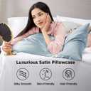 Bedsure Satin Pillowcase 2 Pack Similar to Silk Pillow Cases Standard Size, Pillow Case for Sleeping Women with Envelope Closure, Gifts for Women Men, Stone Blue, 20x26 Inches, 2pcs