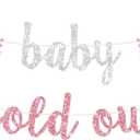 Baby It's Cold Outside Banner, A Little Snowflake is on the Way, Welcome Sweet Snowflake, Winter Girls Baby Shower Gender Reveal Party Decorations Pink Glitter