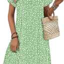 Zeagoo Women's Casual Dresses with Pockets Summer Floral V-Neck A-Line Tshirt Dress Short Sleeve Mini Dress Beach Sundress (Light Green, Large)