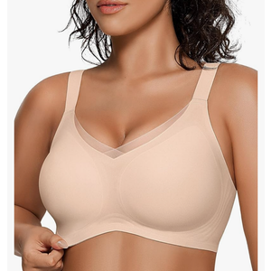 OEAK Womens Wireless Bras V Mesh Comfortable Bralette Supportive Tshirt Bra No Underwire Seamless Push Up Everyday Bras