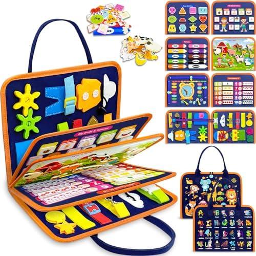 Exorany Busy Board Montessori Toys for 1 2 3 4 Year Old Boy & Girl Birthday Gifts, Busy Book Learning Sensory Easter Toys for Toddlers 1-3 2-4, Toddler Travel Educational Activities Fine Motor Skills