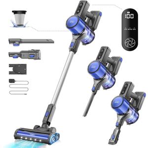 Gevi Cordless Vacuum Cleaner for Home, Stick Vacuum with Powerful Suction Design, LED Display, Long Runtime Detachable Battery, Deep Clean for Hard Floor Carpet [2024 Upgraded]